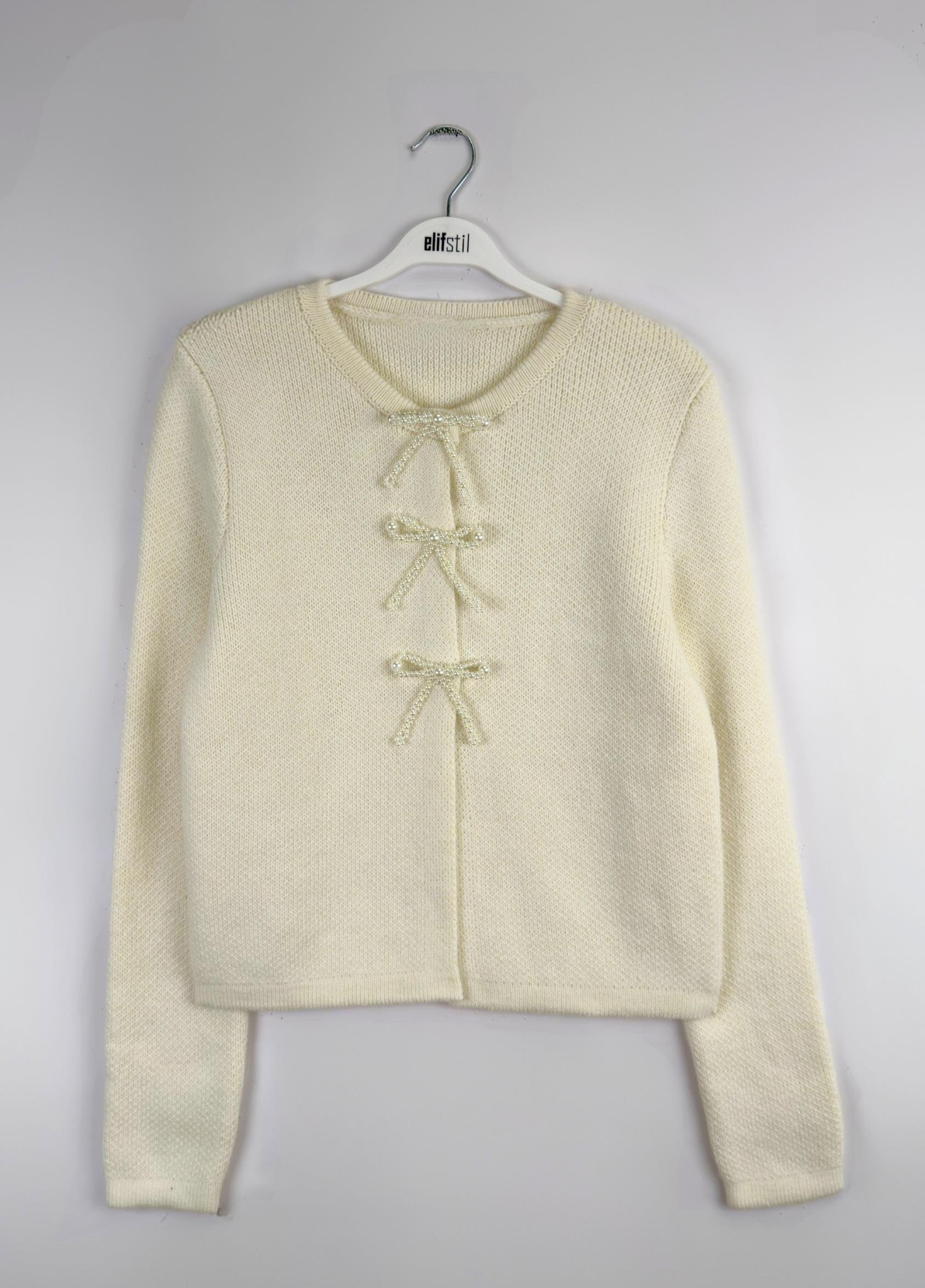 Zera İncili Hırka Bej 