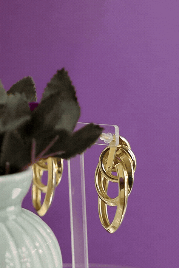 Gold Renk Düğüm Halka Model Trend Seri Küpe