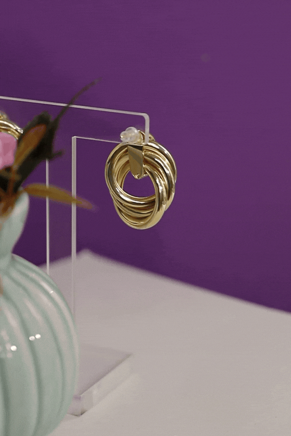 Gold Renk Düğüm Model Kalın Trend Seri Küpe