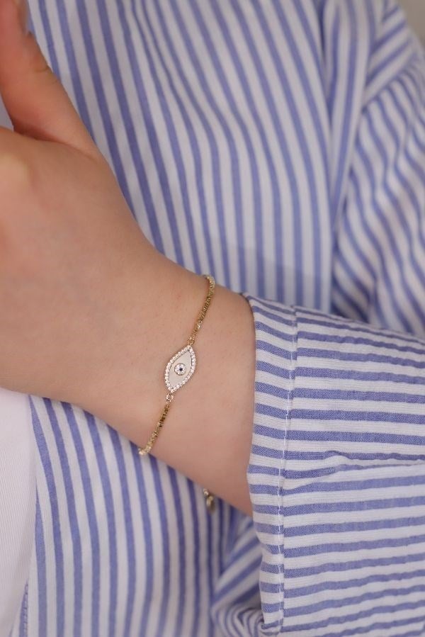Gold Renk Göz Modelli Trend Seri Bileklik