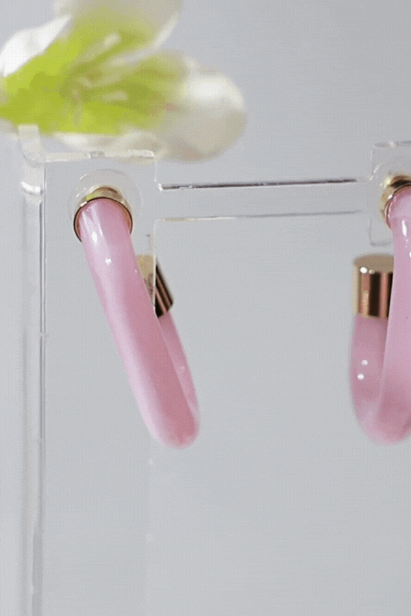 Mermer Desen Pembe Küpe