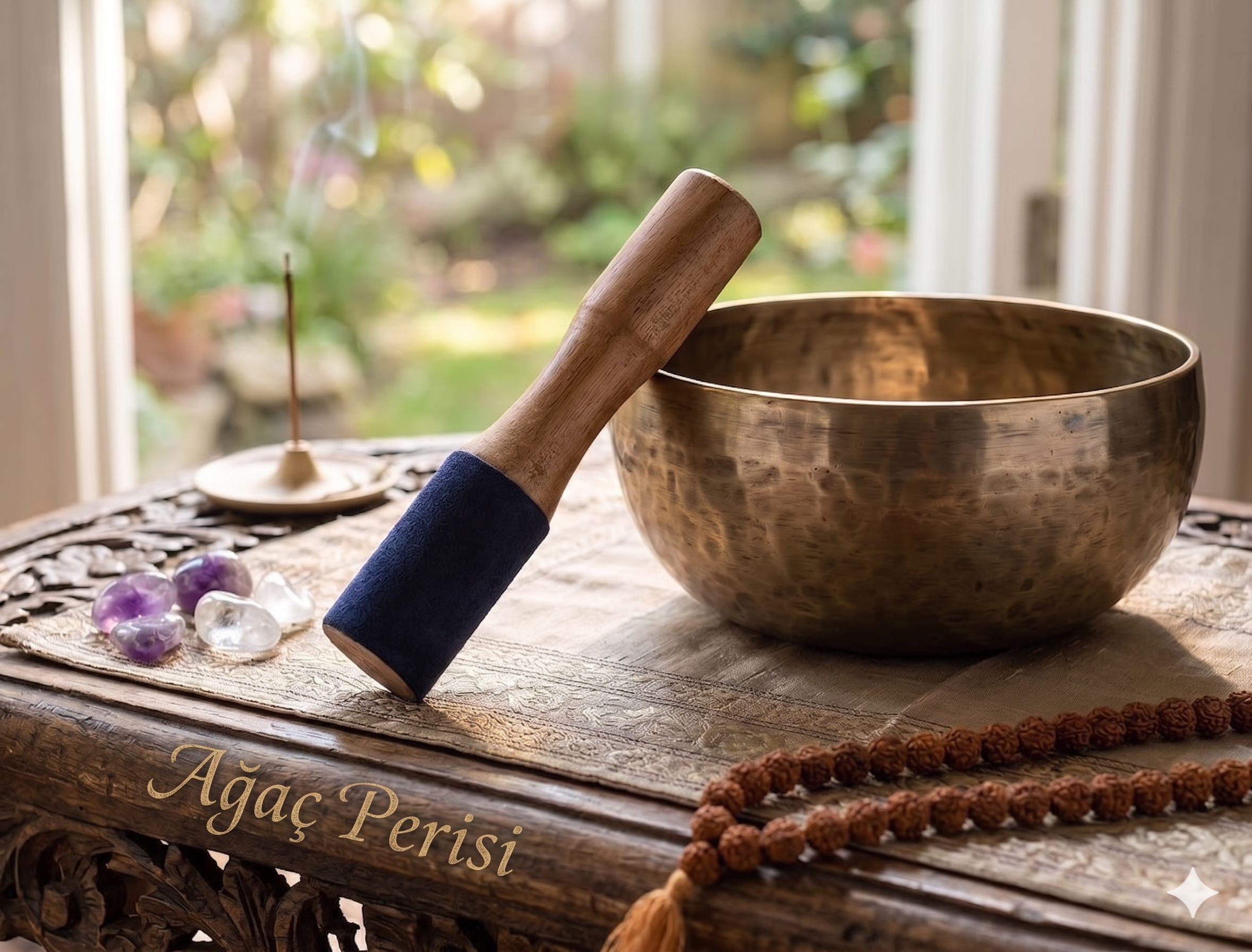 İki Taraflı Tibet Çanak Tokmağı-Meditasyon Çanı Tokmağı