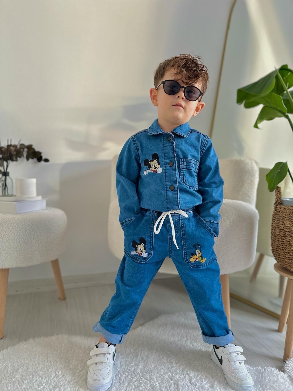 2 li Mickey denim takım 