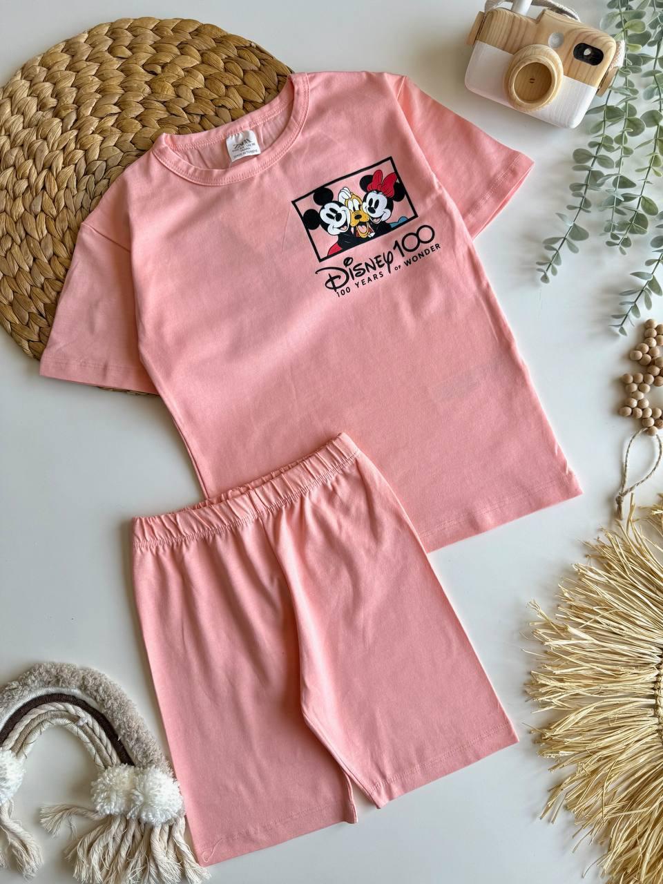 Disnep pembe kız şortlu takım 