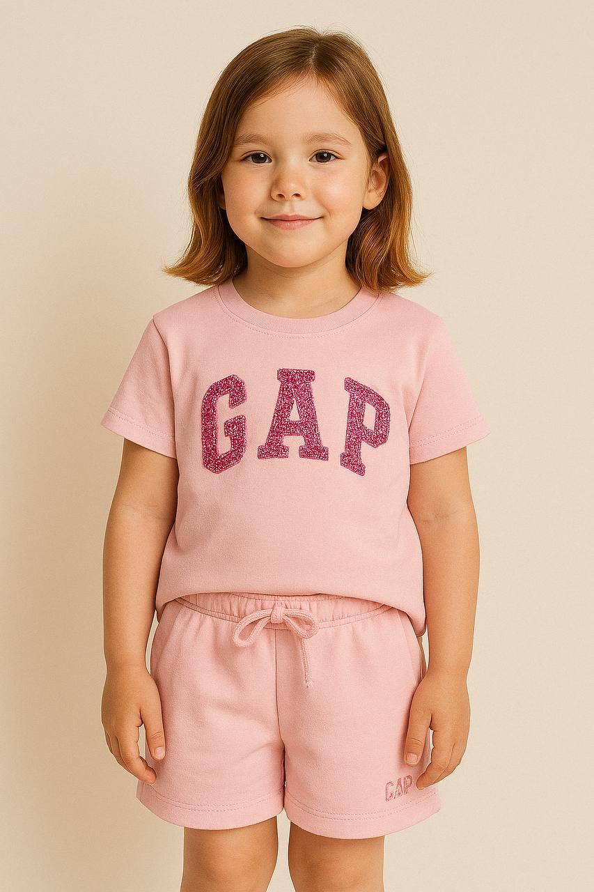 Gap pullu kız şortlu takım pudra