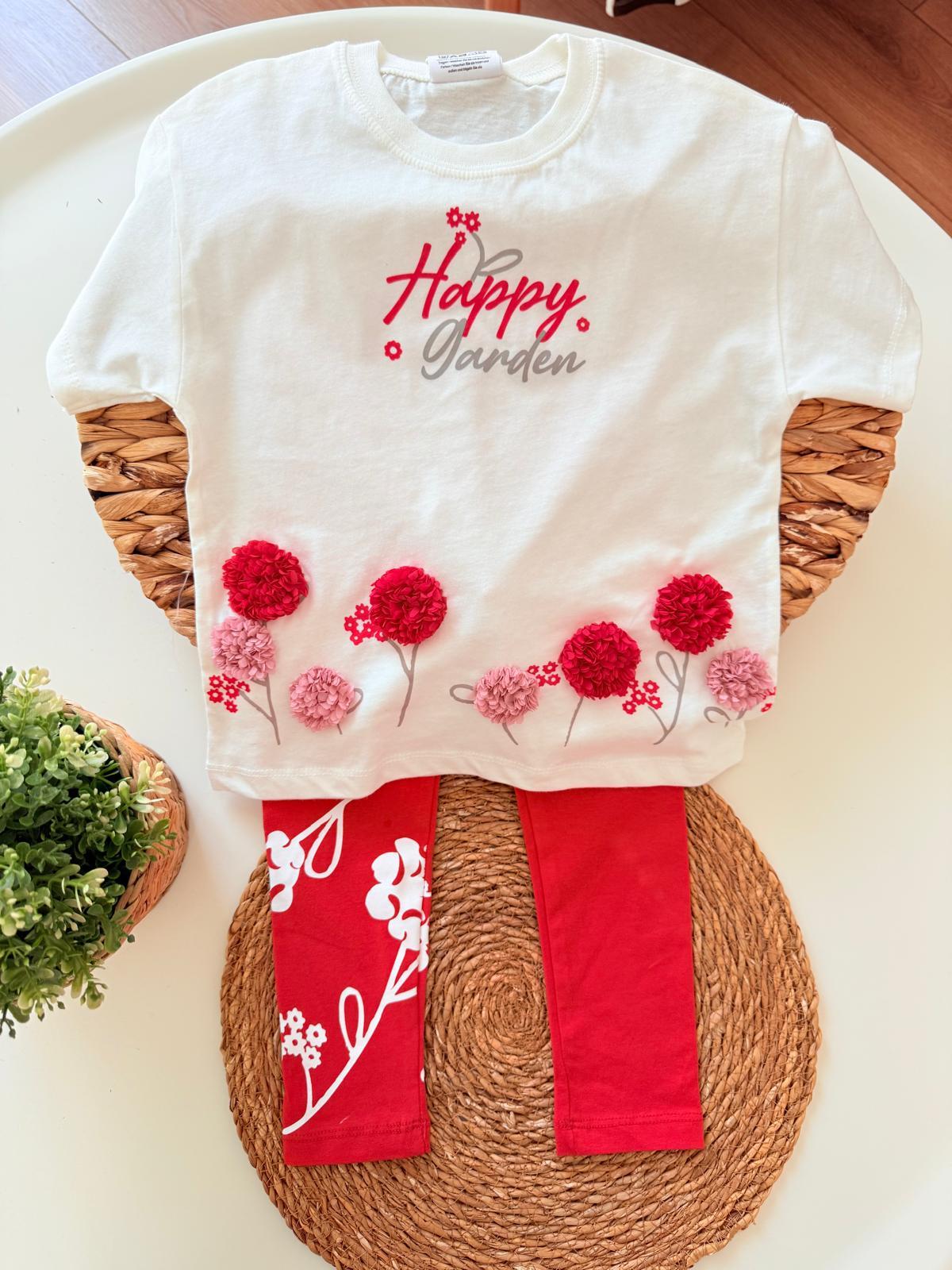 Happy çiçekli tayt takım 