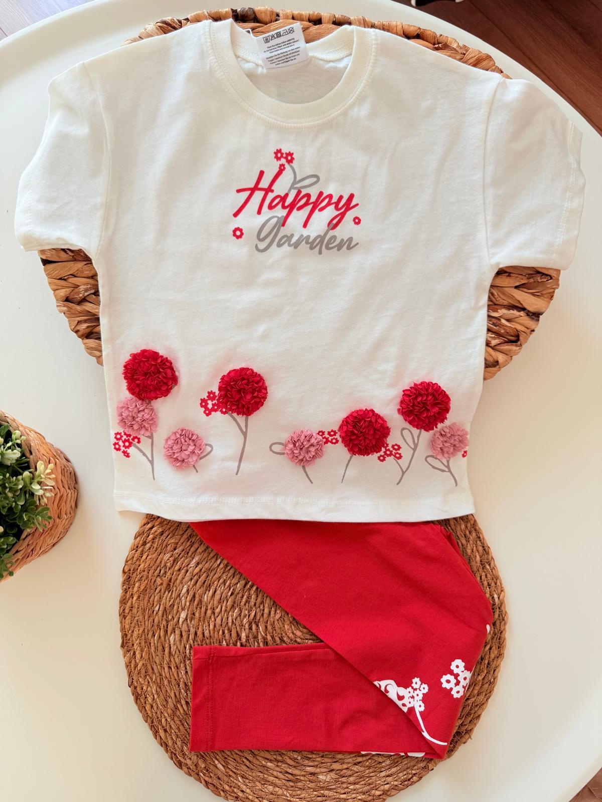 Happy çiçekli tayt takım 
