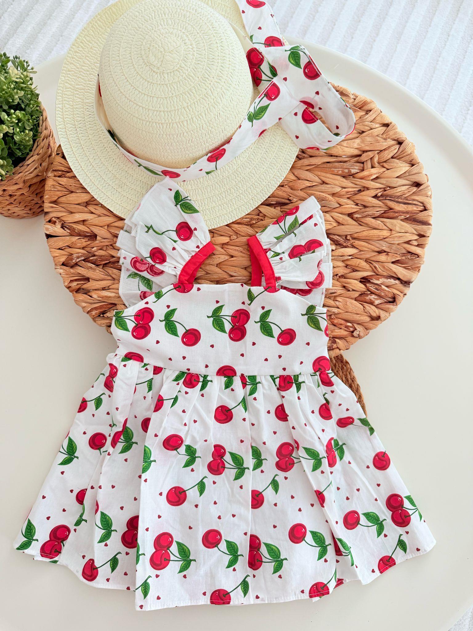 Kiraz şapka dahil elbise set