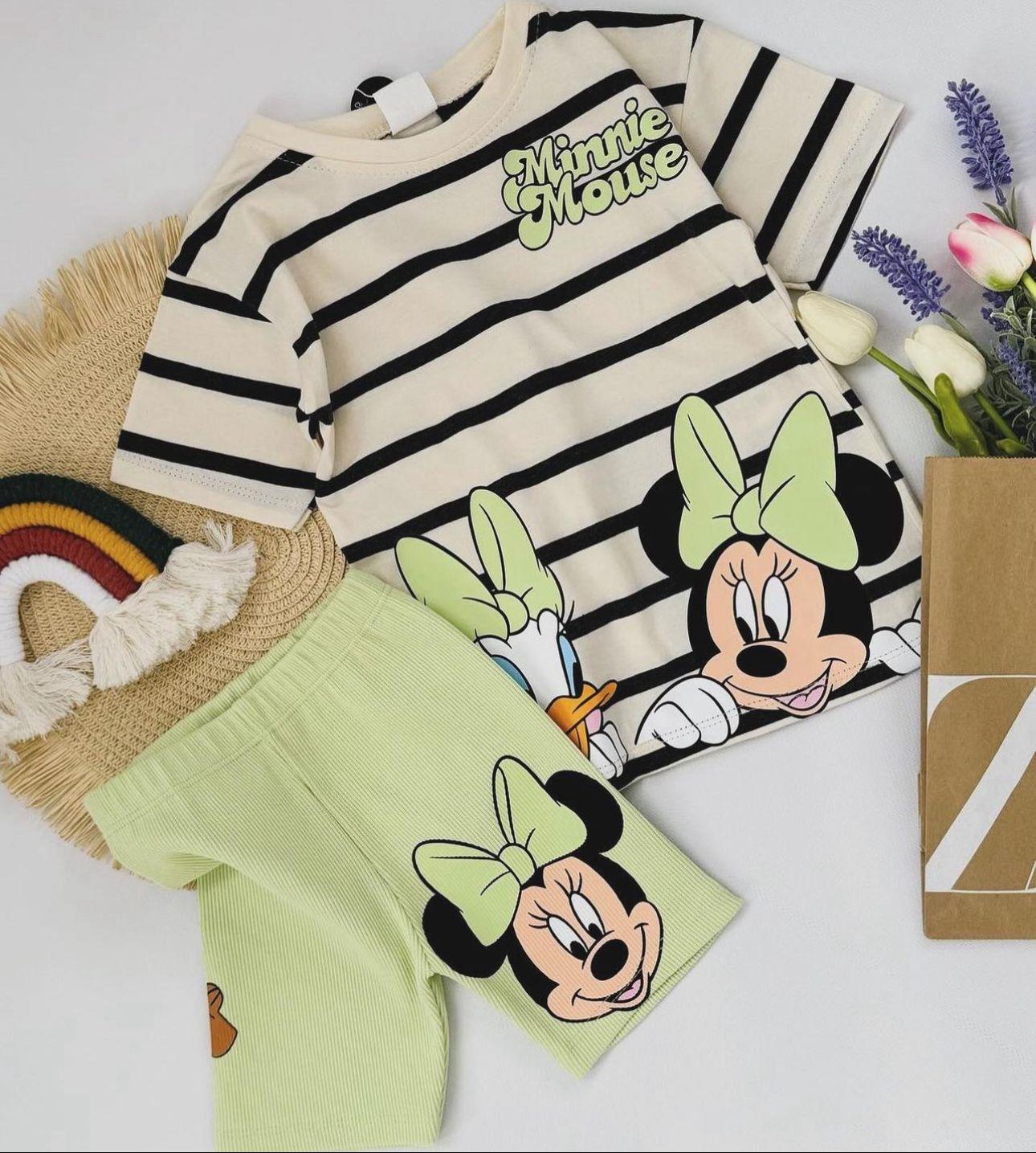 Minnie mouse çizgili şort takım 