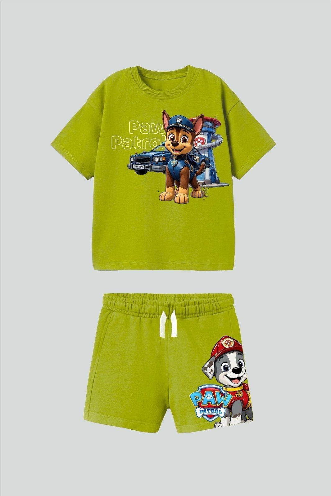 Paw patrol yeşil şort takım 