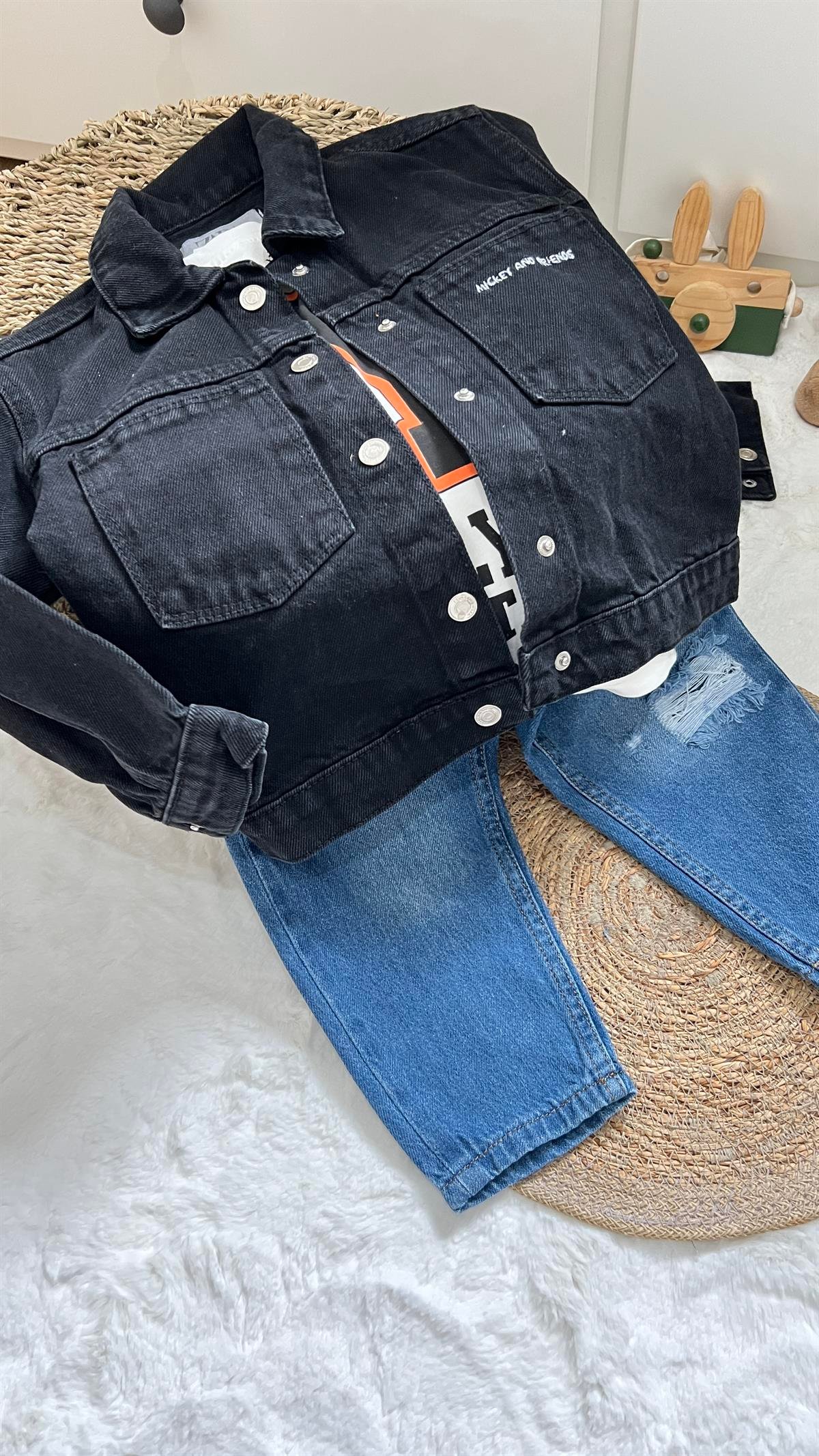 Peluş siyah ceket 