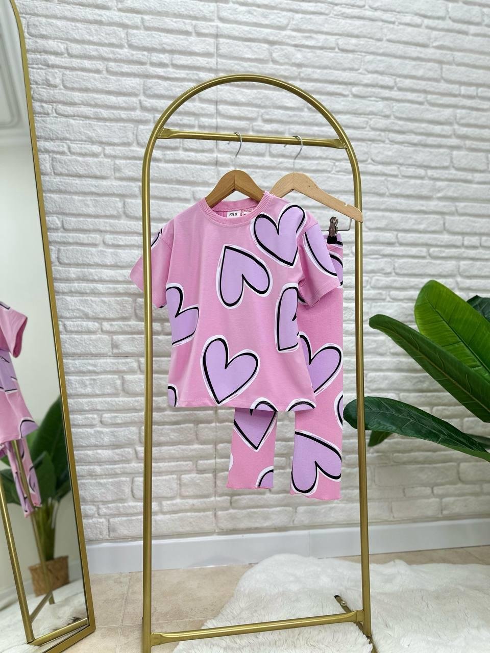 Pembe kalp tayt takim