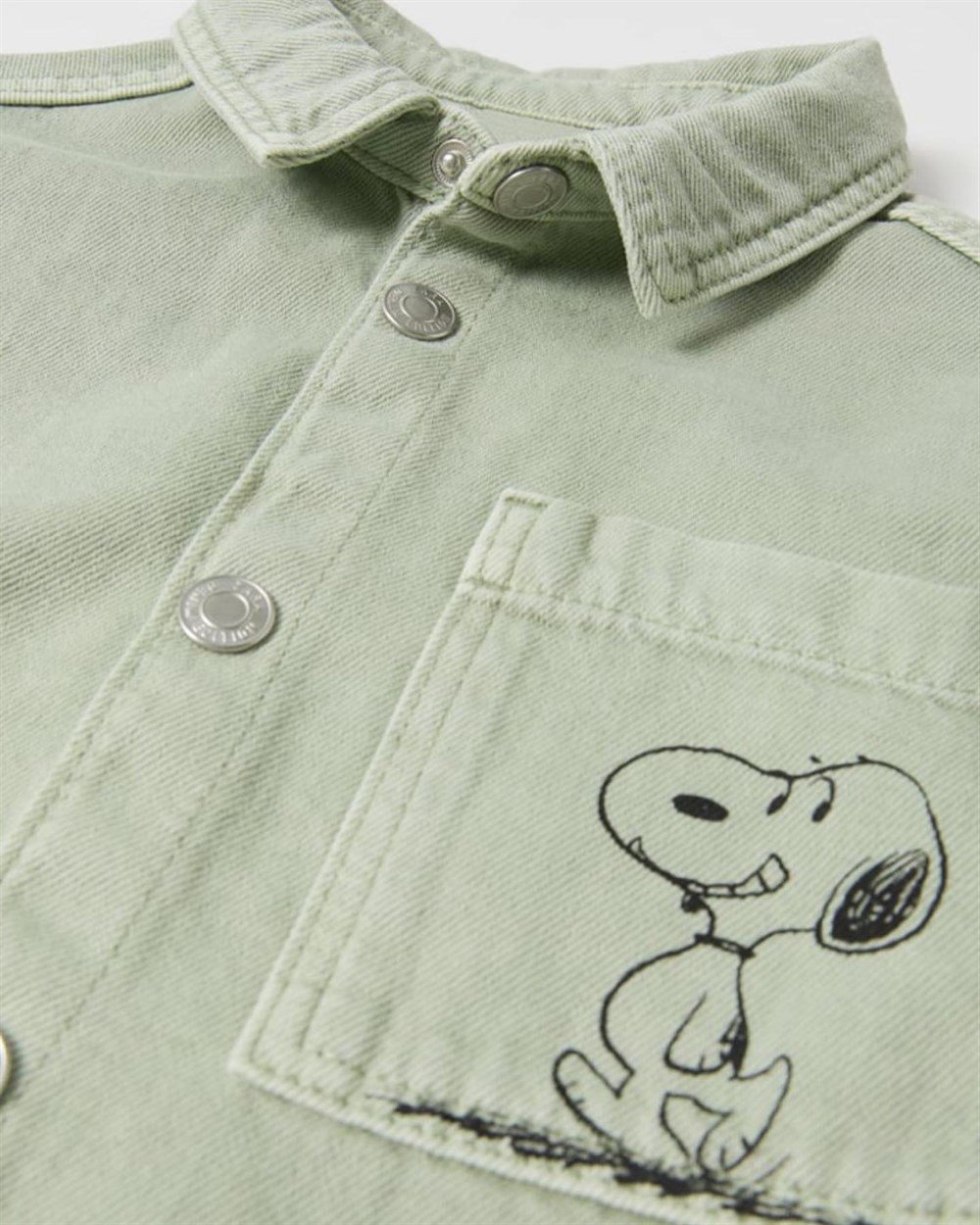 Snopy baskılı ince denim ceket 