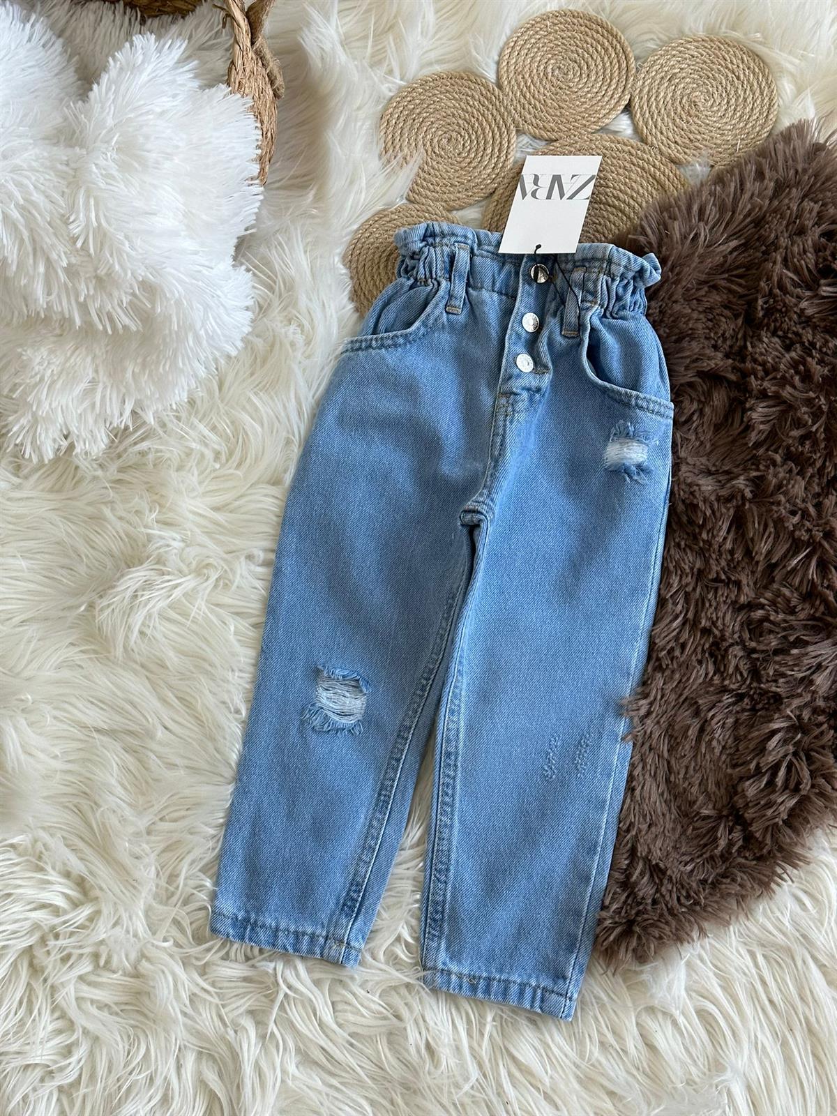 Yeni 3 düğme açık renk jean 