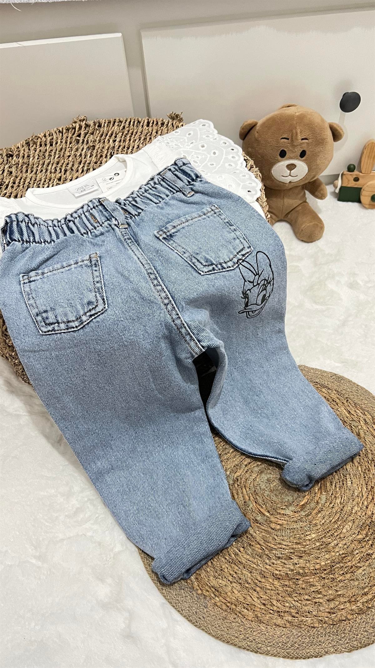 Yüksek bel baskı jean 