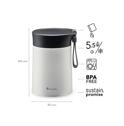Aladdin Bistro Thermavac Paslanmaz Çelik Yemek Termosu 0,40 LT Stone Grey Emea
