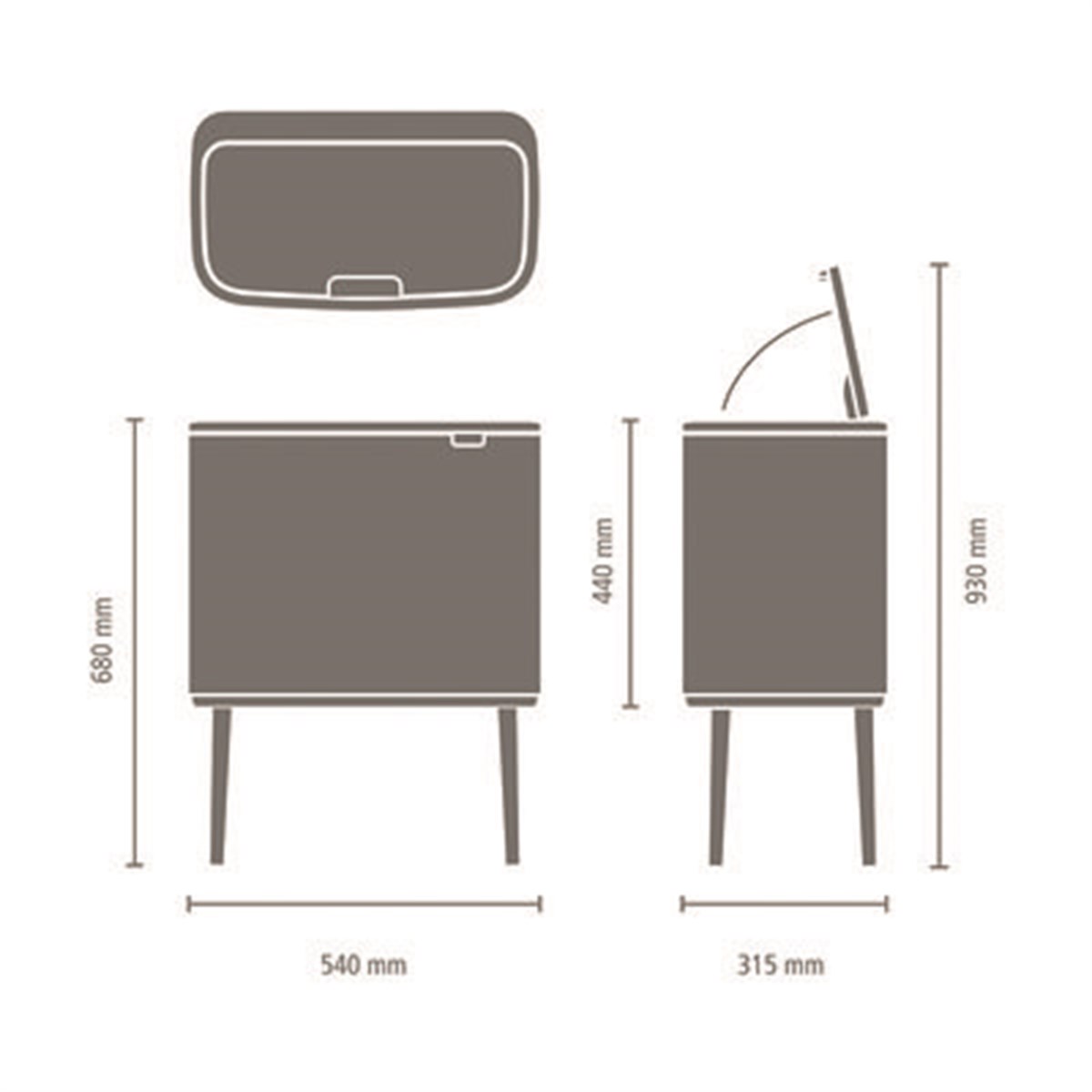 Brabantia Bo Fpp Matt Steel Dokunmatik 36L Çöp Kutusu