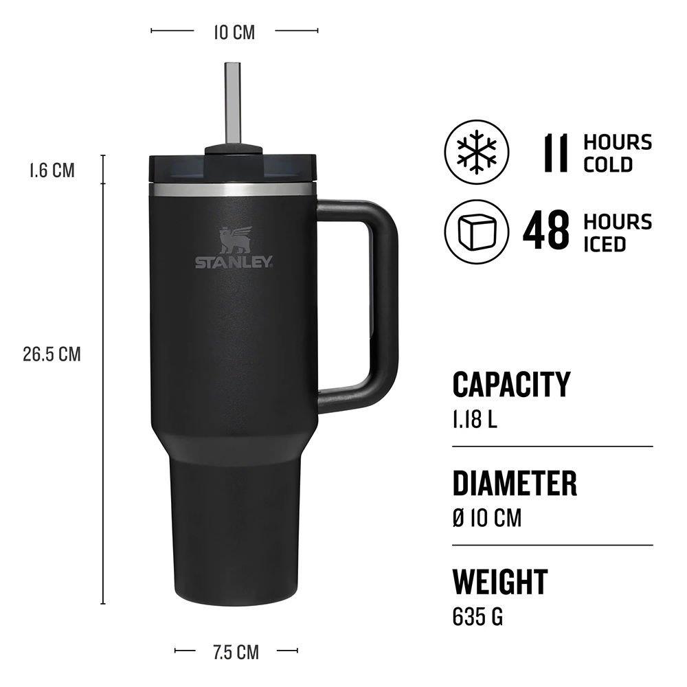 Stanley Quencher Pipetli Termos Bardak 1.18 Lt - Black Tonal