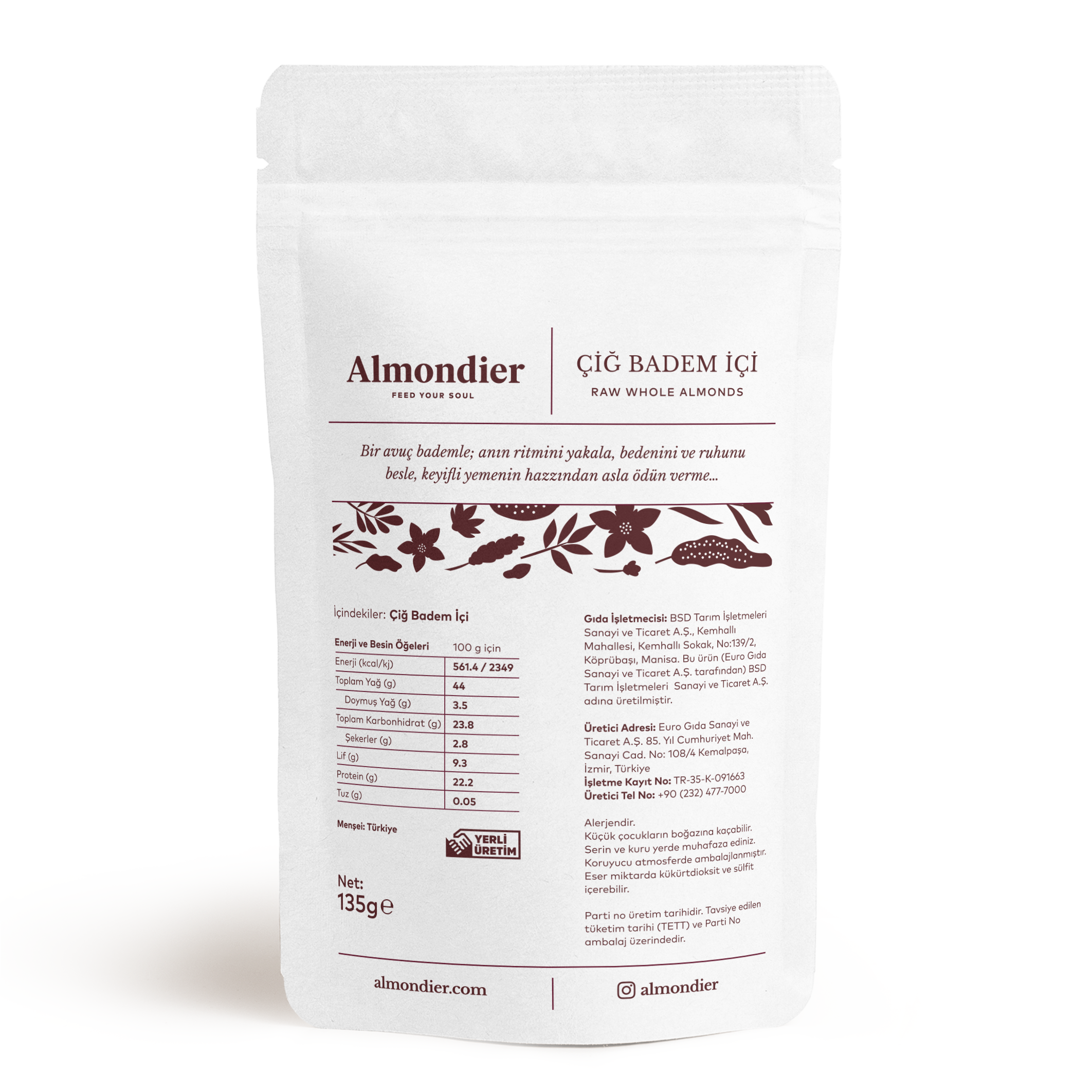 Almondier Çiğ Badem İçi, 135Gr