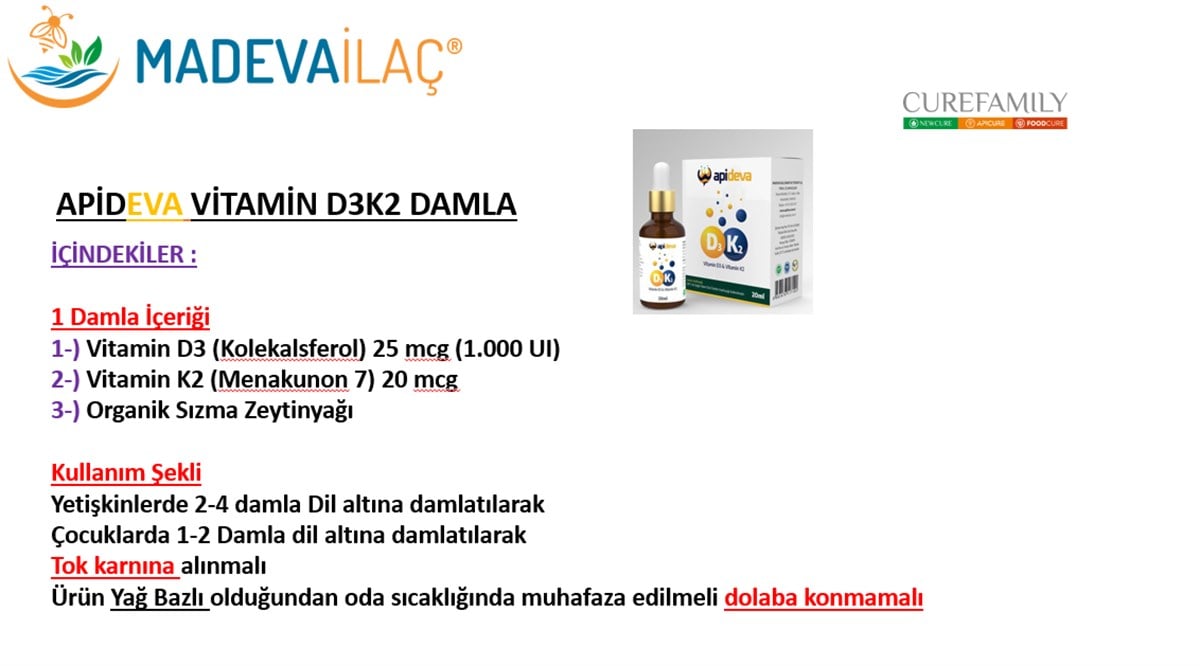 Apideva D3K2 Vitamini 20 Ml