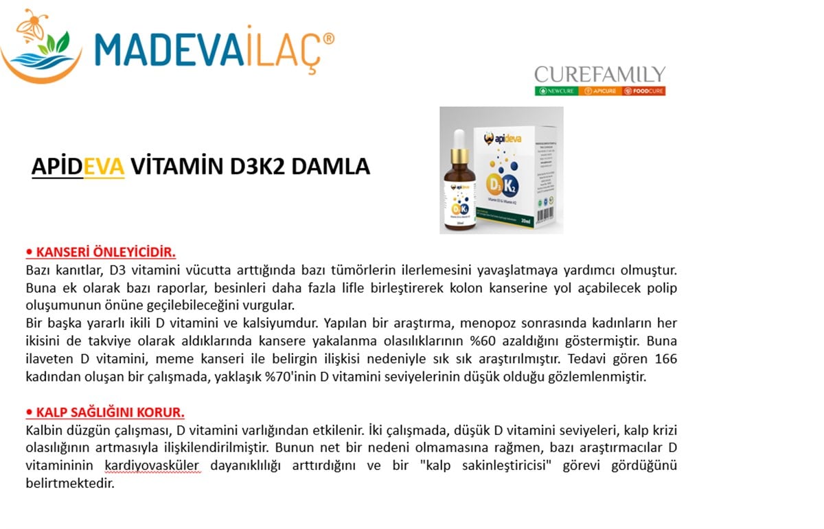 Apideva D3K2 Vitamini 20 Ml