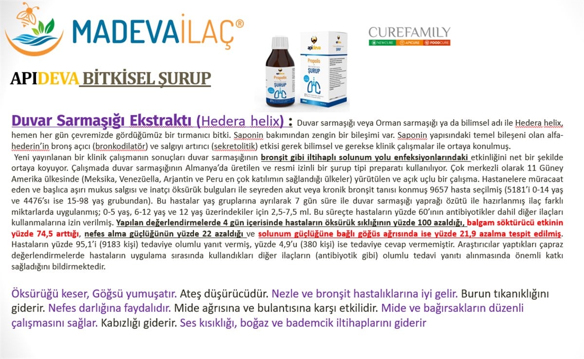 Apideva Propolisli Bitkisel Şurup 100ml