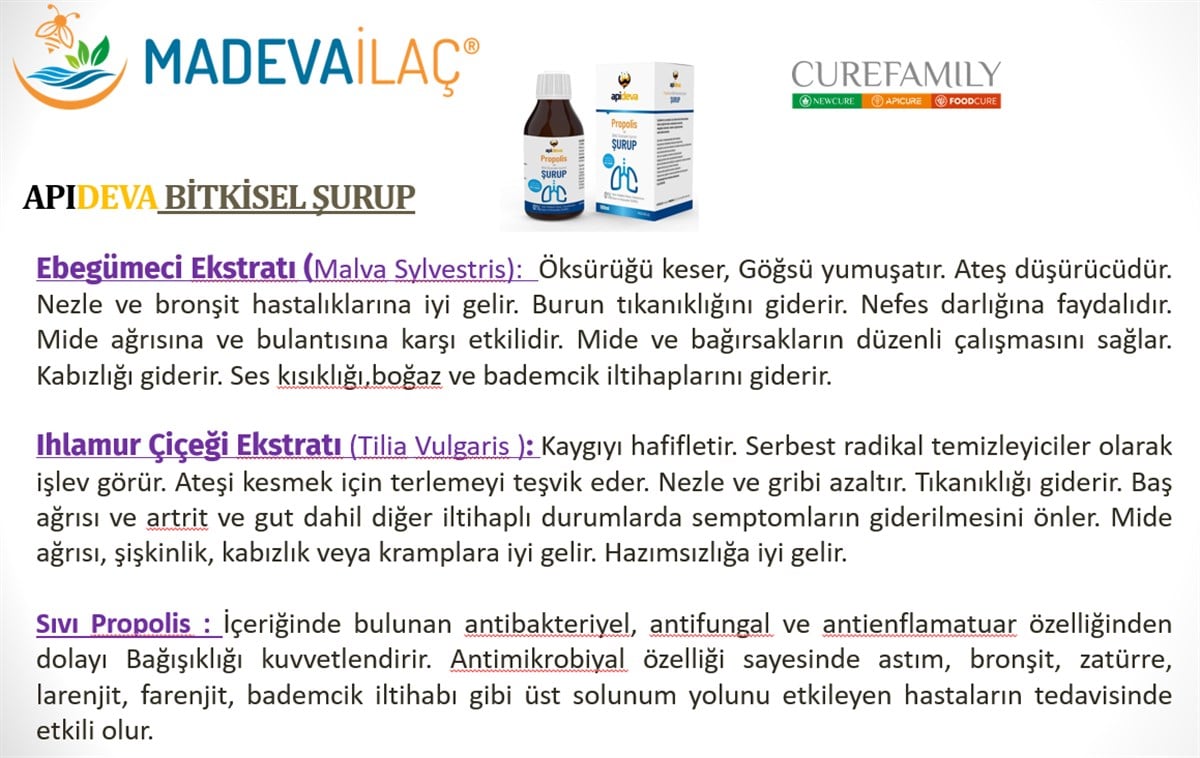 Apideva Propolisli Bitkisel Şurup 100ml