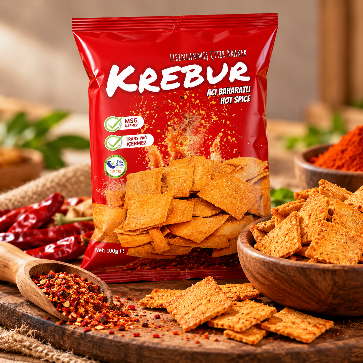 Krebur Acı Baharatlı Kraker 100gr