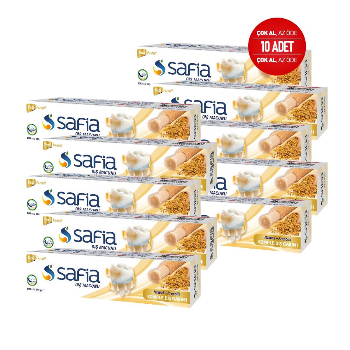 Safia Diş Macunu Misvak + Propolis 140 Gr. (10 Adet)