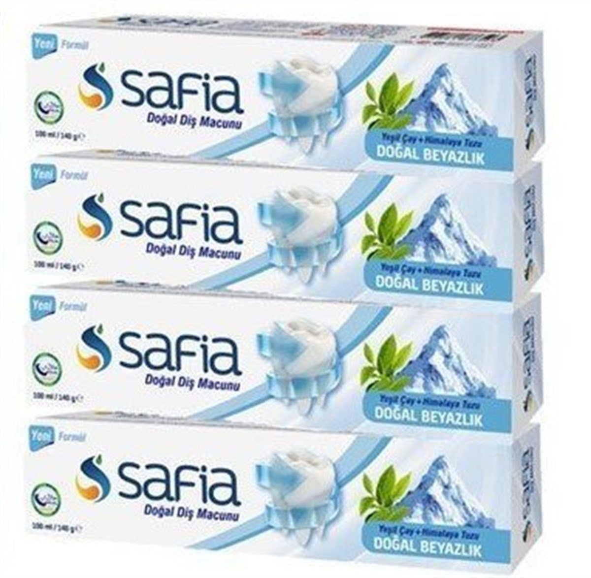 Safia Diş Macunu Yeşil Çay + Himalaya Tuzu (140 Gr) 4 Adet