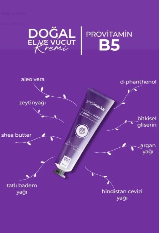 Yeşilmarka Doğal El ve Vücut Kremi Böğürtlen 75ml