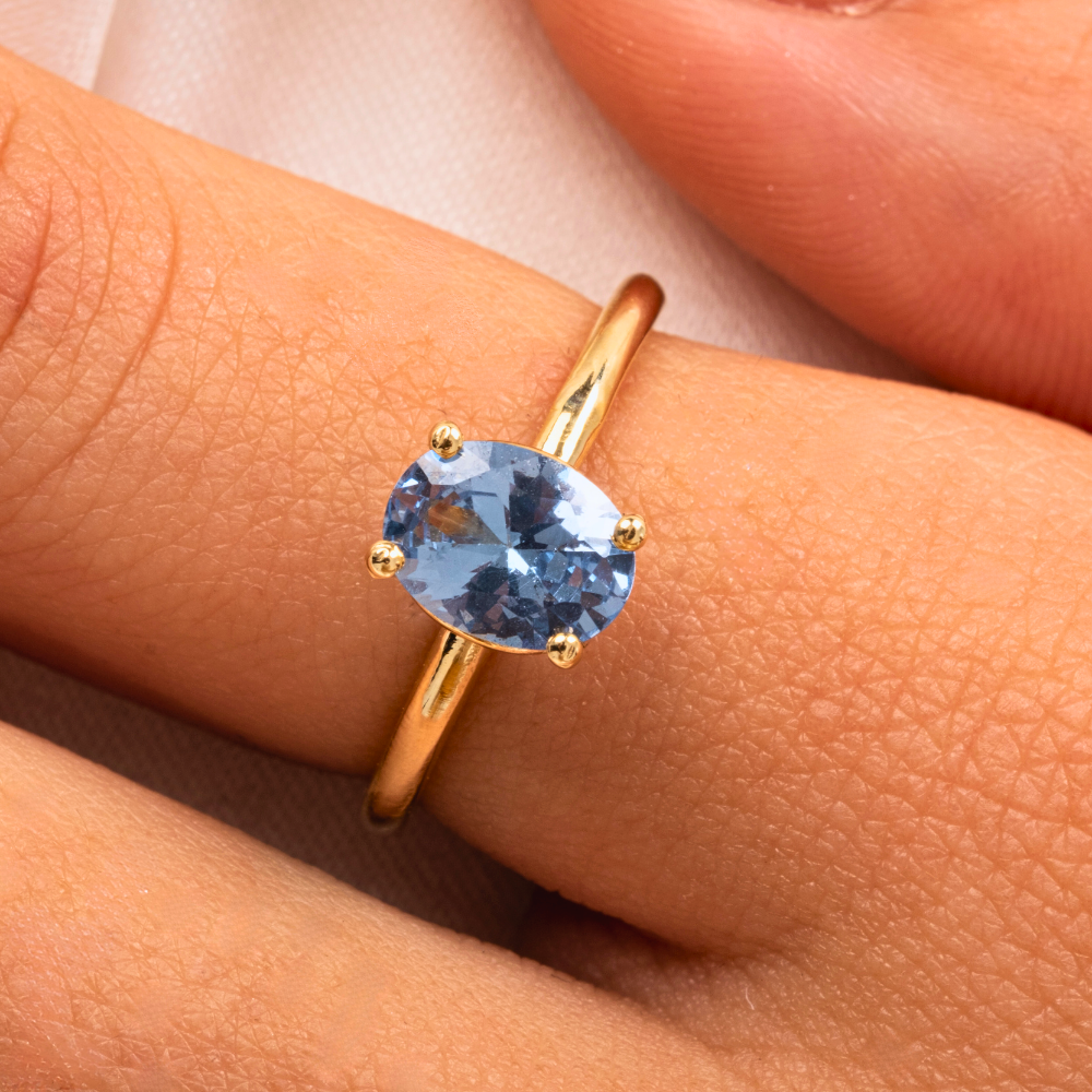 FasekGoldGÜMÜŞ 1.50 Karat London Blue Topaz Tektaş 925 Ayar Gümüş Evlilik Teklifi Yüzüğü-Hediye Gümüş Tektaş Yüzük