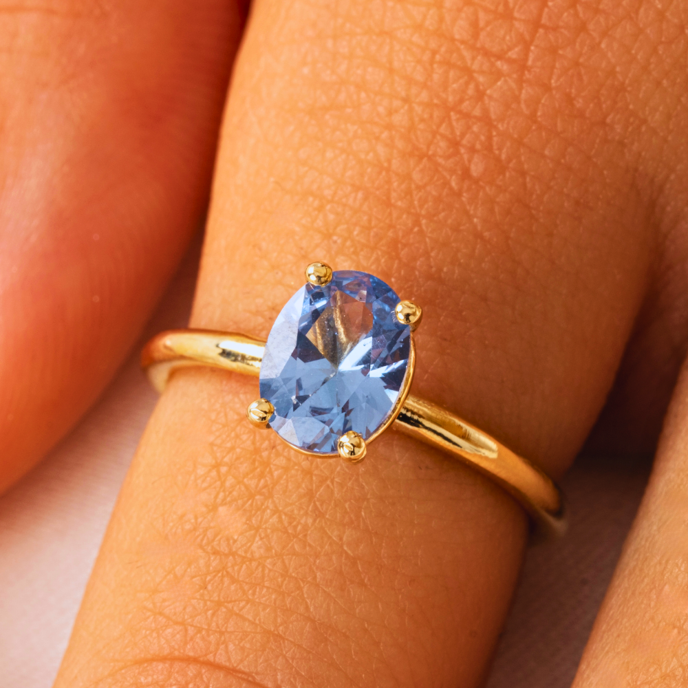 FasekGoldGÜMÜŞ 1.50 Karat London Blue Topaz Tektaş 925 Ayar Gümüş Evlilik Teklifi Yüzüğü-Hediye Gümüş Tektaş Yüzük
