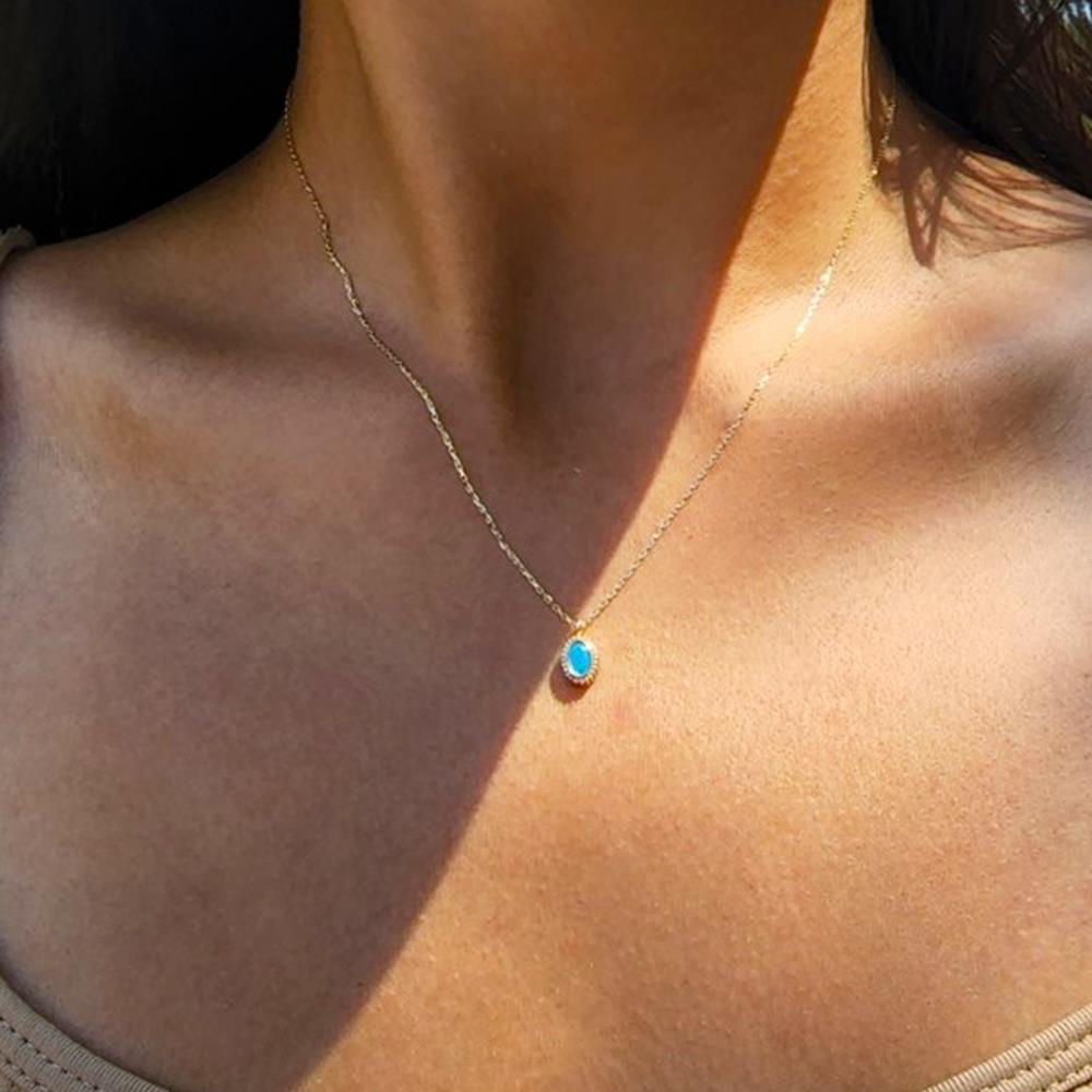 FasekGoldGÜMÜŞ0.90 CT Turkuaz (Firuze)Taşlı Güverseli Sade Minimal Tasarım Hediye Gümüş Kolye-Firuze Taşlı Kolye