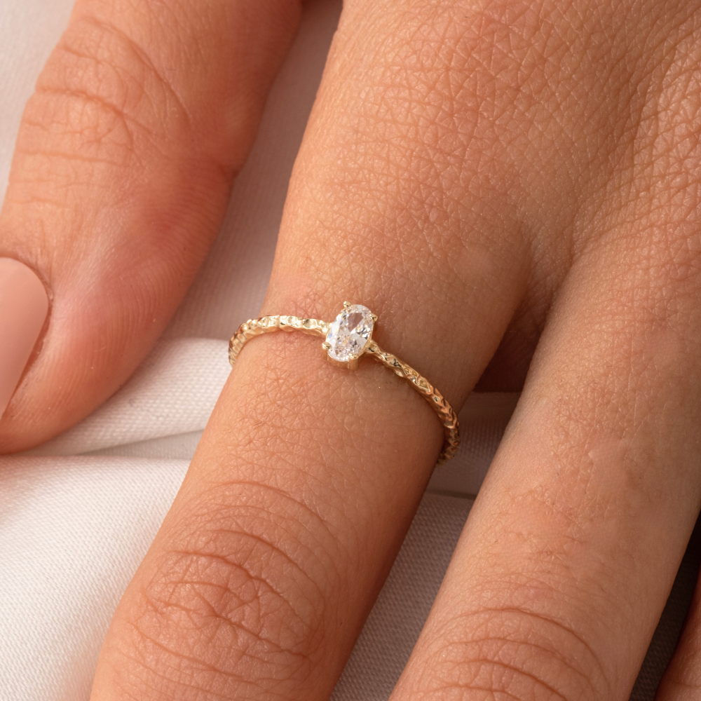 FasekGoldYÜZÜKLER0.50 Ct Tektaş Altın Evlilik Teklifi Yüzüğü - Oval Tek Taş Evlilik Teklifi 14 Ayar Altın Yüzük