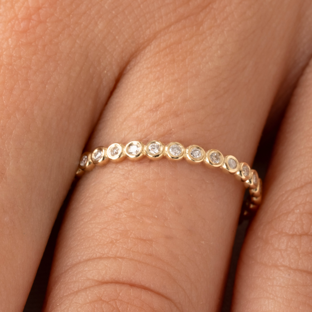 Huma GoldYÜZÜKLER0.30 CT Pırlanta Montörü Yarım Tur Evlilik Alyansı-Zirkon Beyaz Taşlı 14 Ayar Hediye Altın Yüzük 