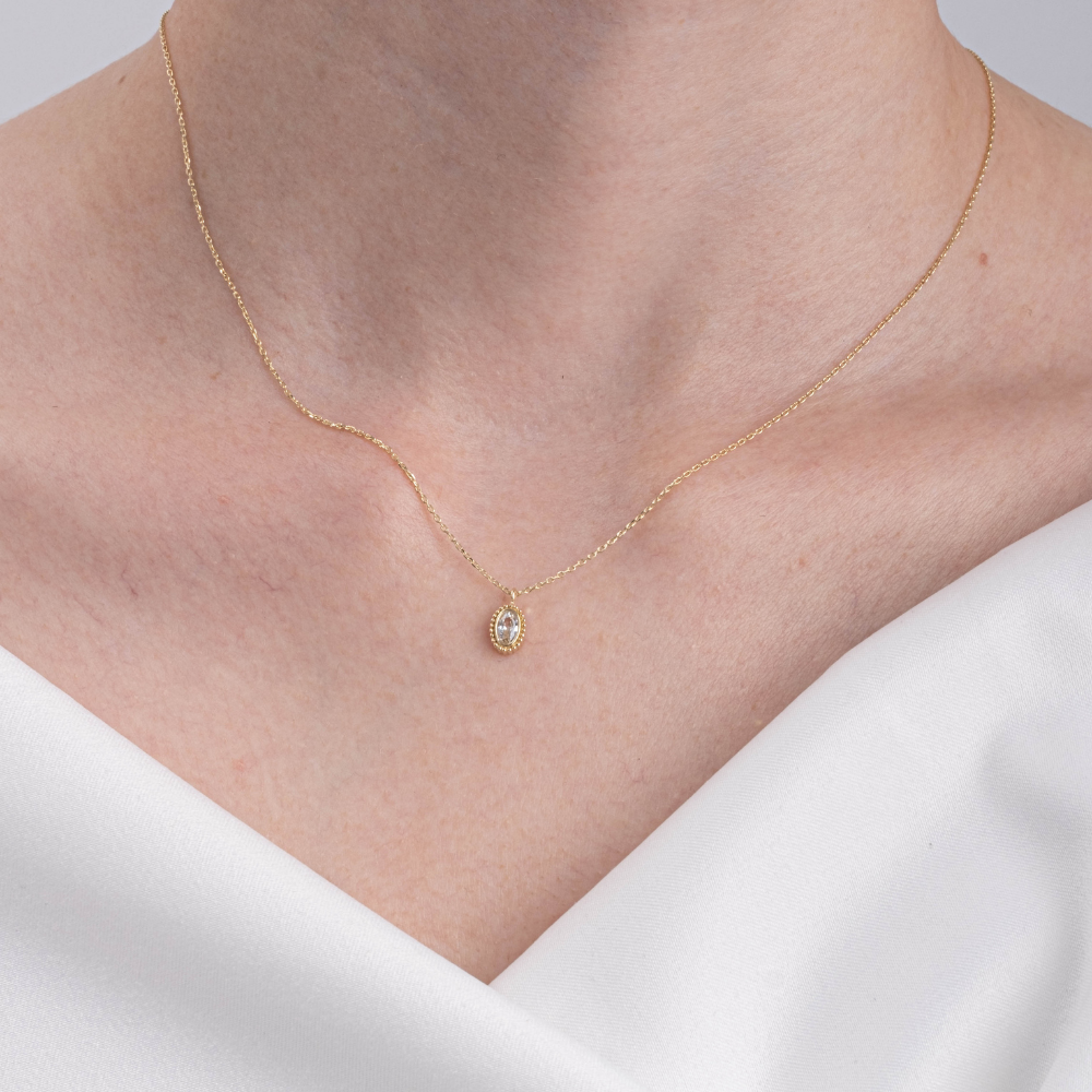 FasekGoldGÜMÜŞ0.50 Karat Signity (Zirkon) Taşlı Sade Minimal Tasarım 925 Ayar Gümüş Kolye-Signity Gümüş Kolye