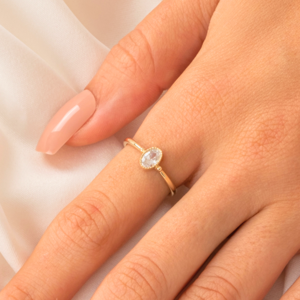 FasekGoldGÜMÜŞ0.35 Karat Signity Swarovski Taşlı Güverseli Tektaş 925 Ayar GümüşYüzük