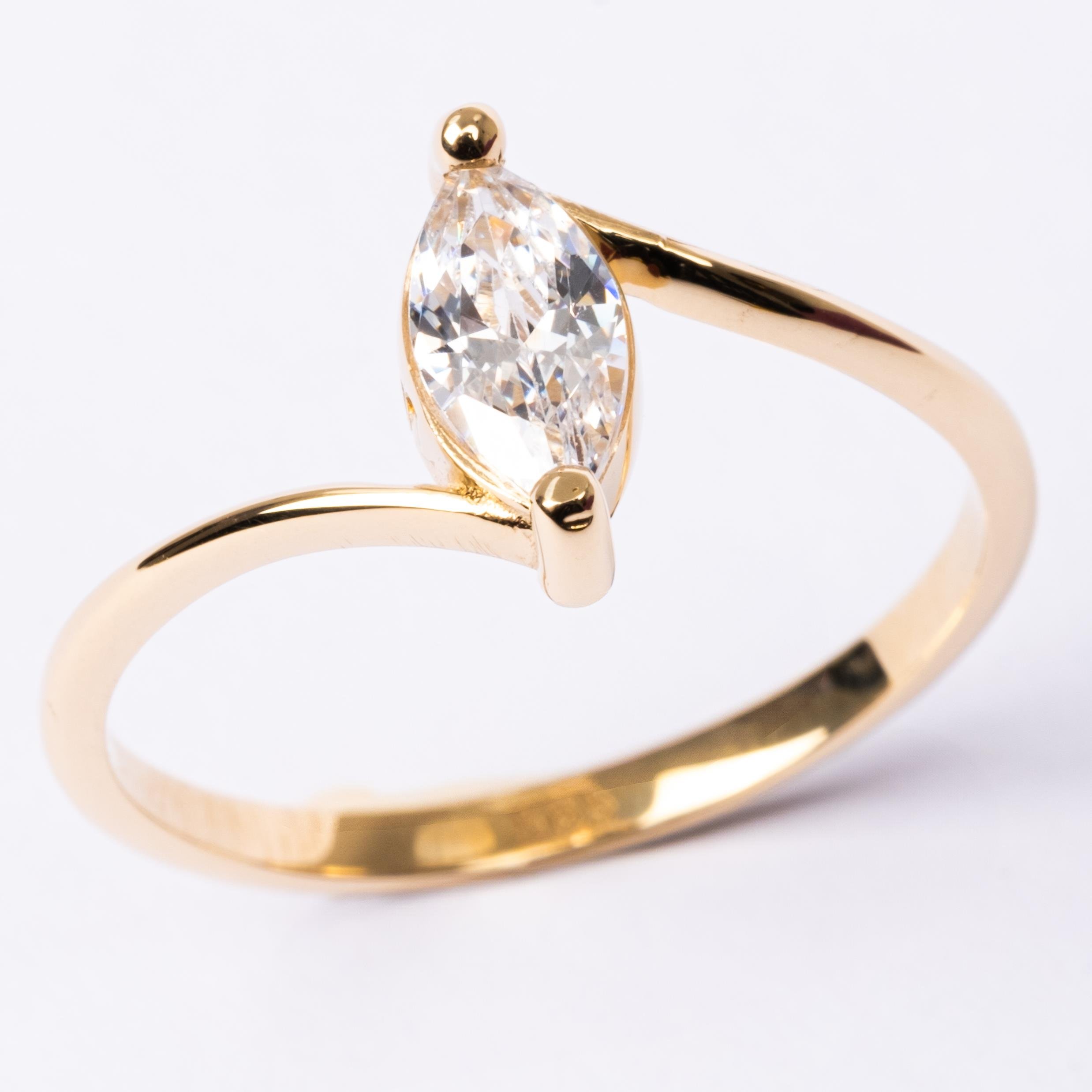 FasekGoldGÜMÜŞ0.60 Karat Mekik Signity Swarovski Taşlı Es  Pırlanta Montörü 925 Ayar Gümüş Evlilik Teklifi Yüzüğü