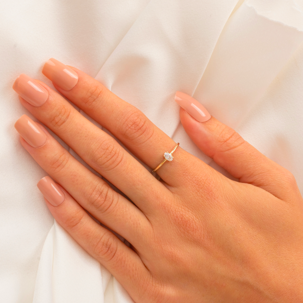 FasekGoldGÜMÜŞ0.50CT Oval Sade Minimal Pırlanta(Signty Taşlı)Tasarım Gümüş Tektaş-Pırlanta Oval Gümüş Tektaş Yüzük