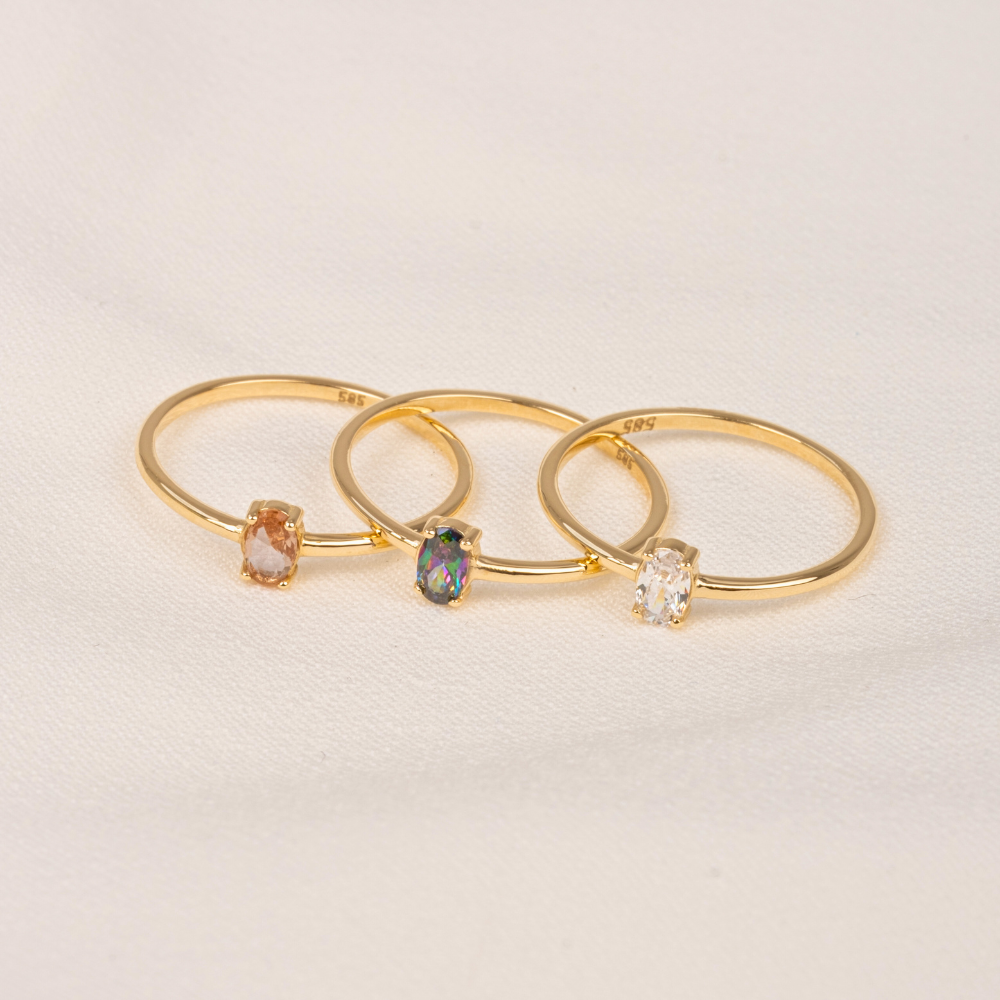 FasekGoldGÜMÜŞ0.30 Karat Sultanayt Oval Taşlı 925 Ayar Gümüş Yüzük