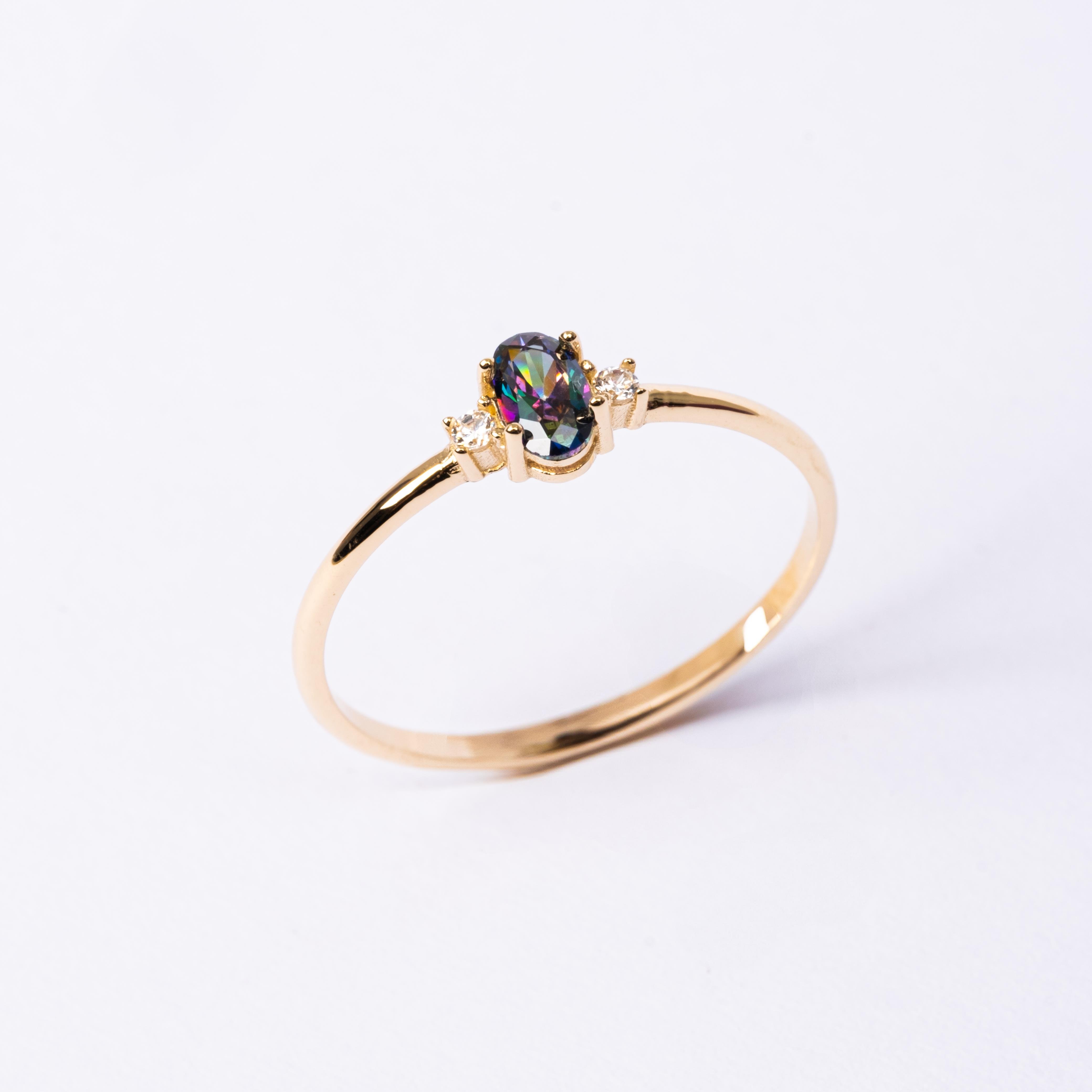 FasekGoldGÜMÜŞ0,30CT Aleksandrit 0,10 CT Pırlanta(Signty Taşlı)Minimal Oval Taşlı Tria Pırlanta Hediye Gümüş Yüzük