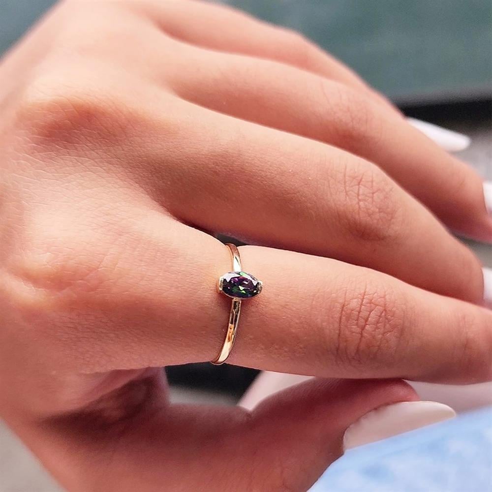 FasekGoldGÜMÜŞ0,40CT Aleksandrit Tektaş Gümüş Yüzük-Tektaş Kadın Gümüş Yüzük-Hediye Safir Gümüş Yüzük-Tasarım Yüzük