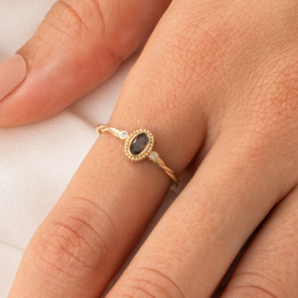 FasekGoldGÜMÜŞ0,55 CT Brown (Smoky) 0,10Ct Pırlanta Taşlı Tektaş Evlilik Teklifi Yüzüğü-Brown Tektaş Gümüş Yüzük