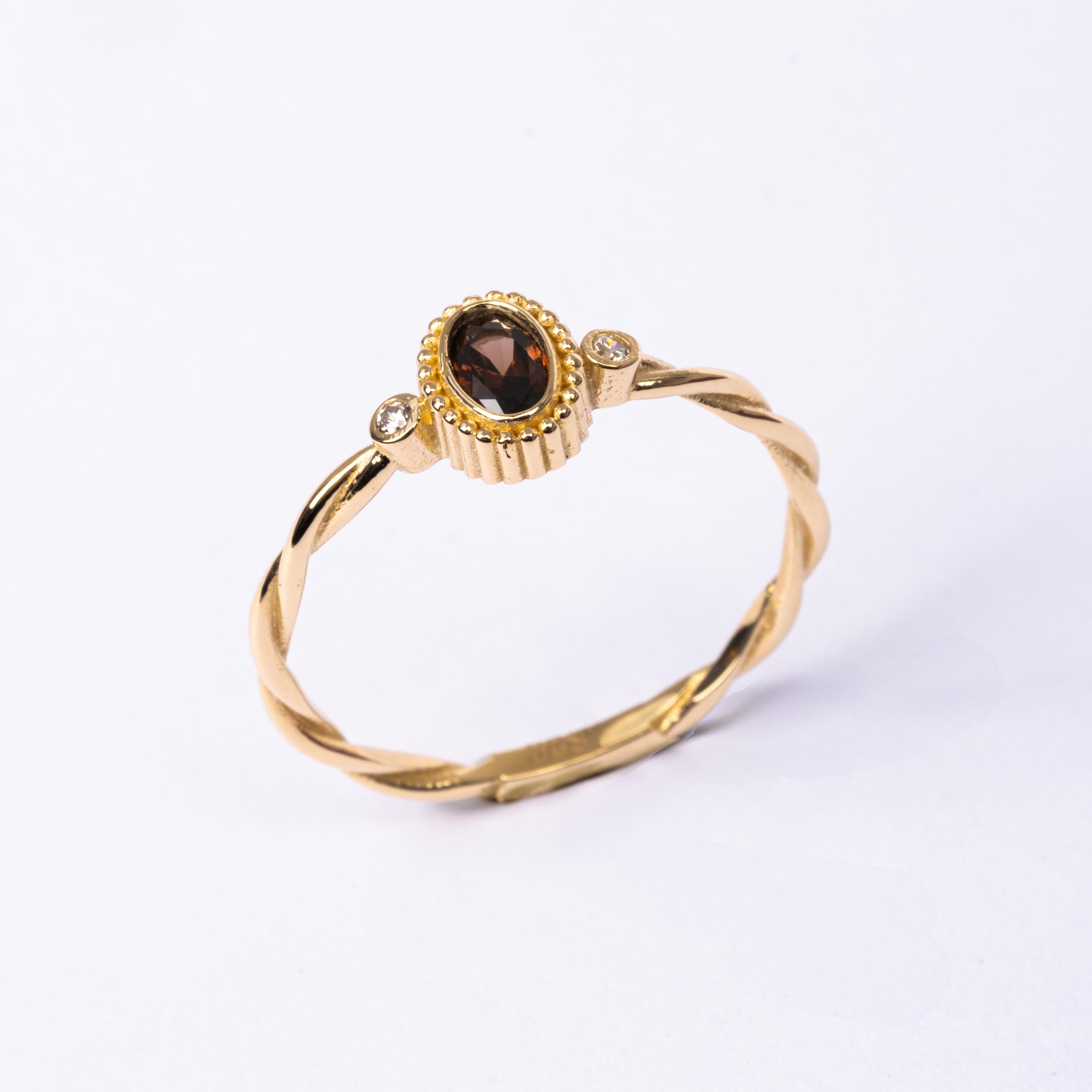 FasekGoldGÜMÜŞ0,55 CT Brown (Smoky) 0,10Ct Pırlanta Taşlı Tektaş Evlilik Teklifi Yüzüğü-Brown Tektaş Gümüş Yüzük