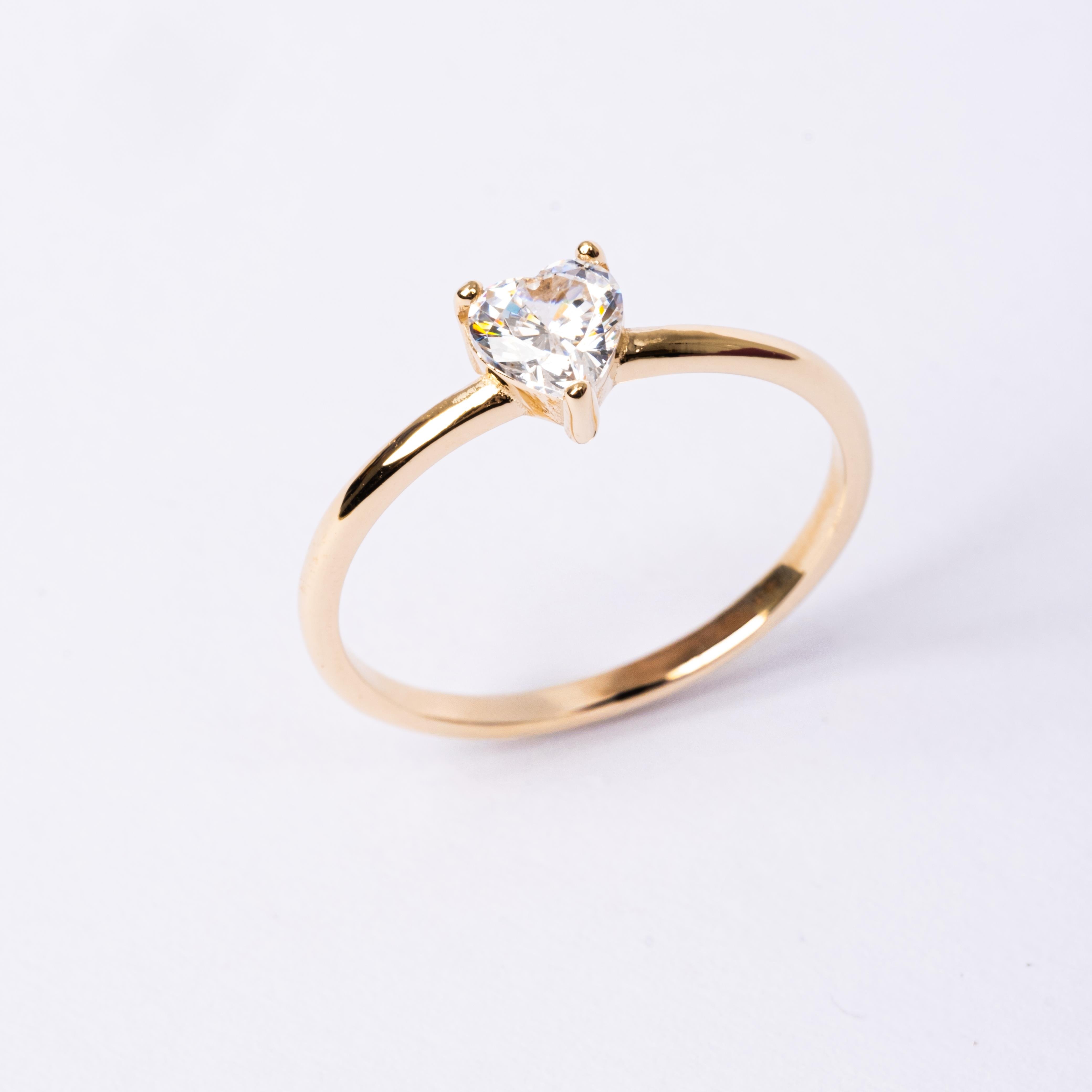 FasekGoldGÜMÜŞ0,60 CT Pırlanta(Signty)Kalp Tektaş Evlilik Teklifi Gümüş Yüzük-Pırlanta Kalp Tektaş Gümüş Yüzük