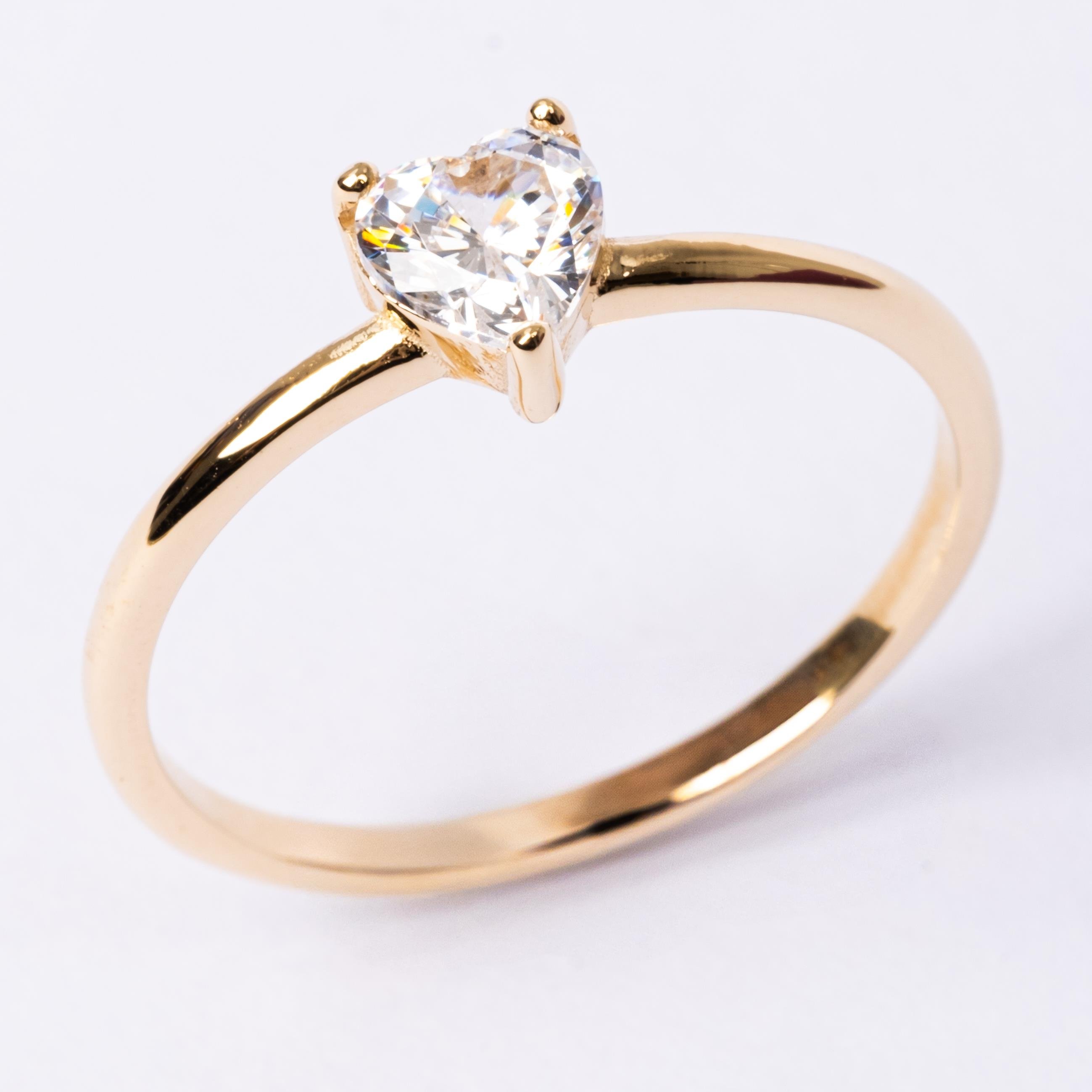 FasekGoldGÜMÜŞ0,60 CT Pırlanta(Signty)Kalp Tektaş Evlilik Teklifi Gümüş Yüzük-Pırlanta Kalp Tektaş Gümüş Yüzük
