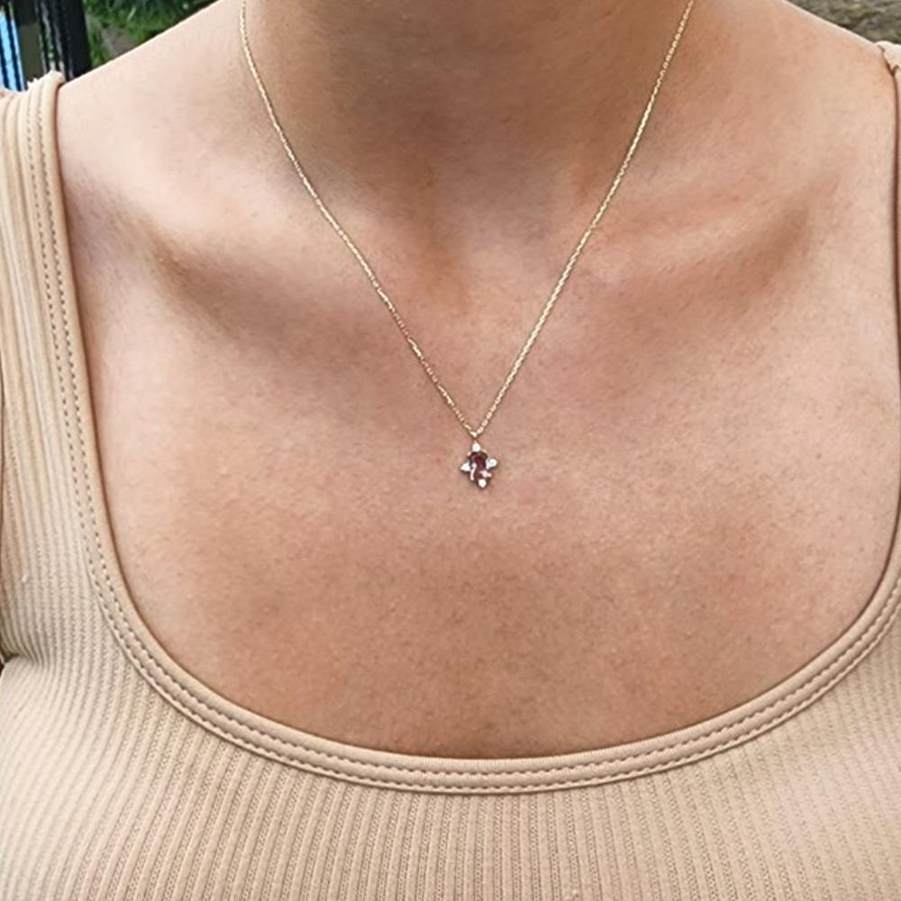 FasekGoldGÜMÜŞ1.25 CT Sultanayt 0,25 CT Pırlanta(Signty)Taşlı Dikdörtgen Tasarım Modern Tarz 925 Ayar Gümüş Kolye