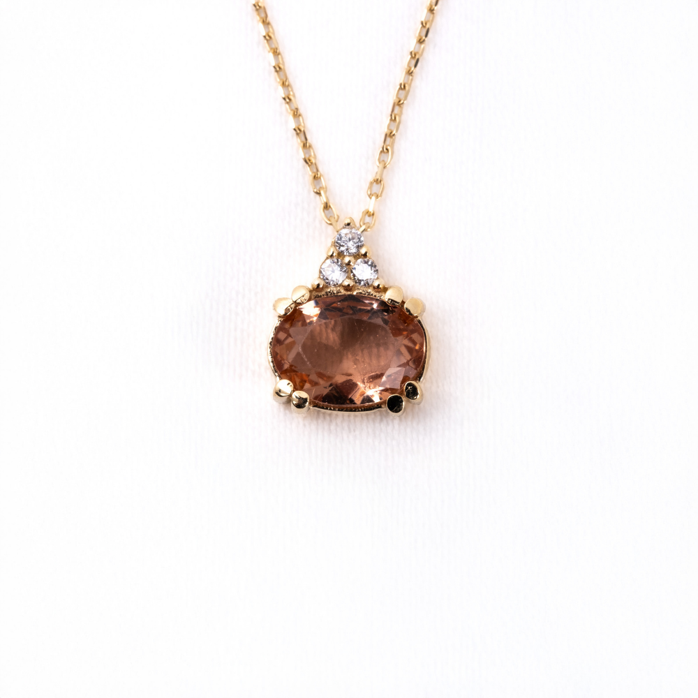 Huma GoldKOLYELER1.15CT Sultanayt 0,20CT Pırlanta(Signty)Sade Modern Tasarım Minimal Doğal Taşlı 14 Ayar Altın Kolye