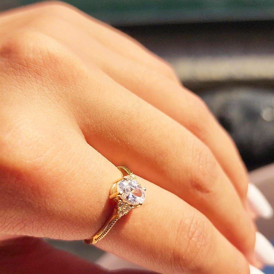 Huma GoldGÜMÜŞ1.05CT-0.20CT Pırlanta (Signty) İtalyan Kol Balık Sırtı Güverseli Evlilik Teklifi Tektaş Gümüş Yüzük